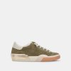 DOLCE VITA Zina Plush Sneaker In Moss Perforated Suede Athelisure