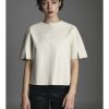 JAKETT Leather T-Shirt In Off White Tops