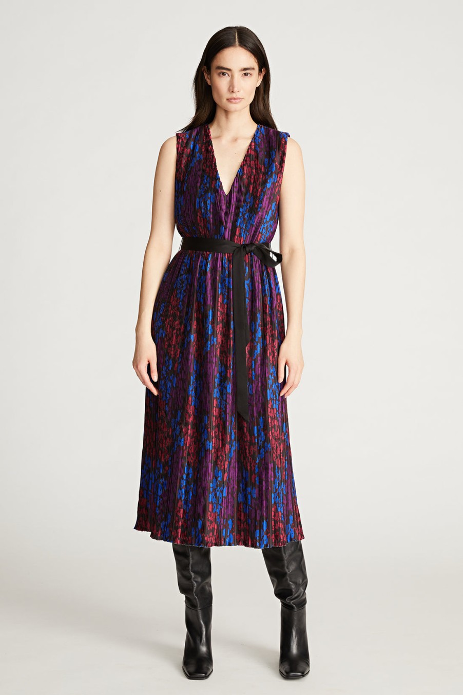 HALSTON Kieran Dress In Pleated Print Dress Shop