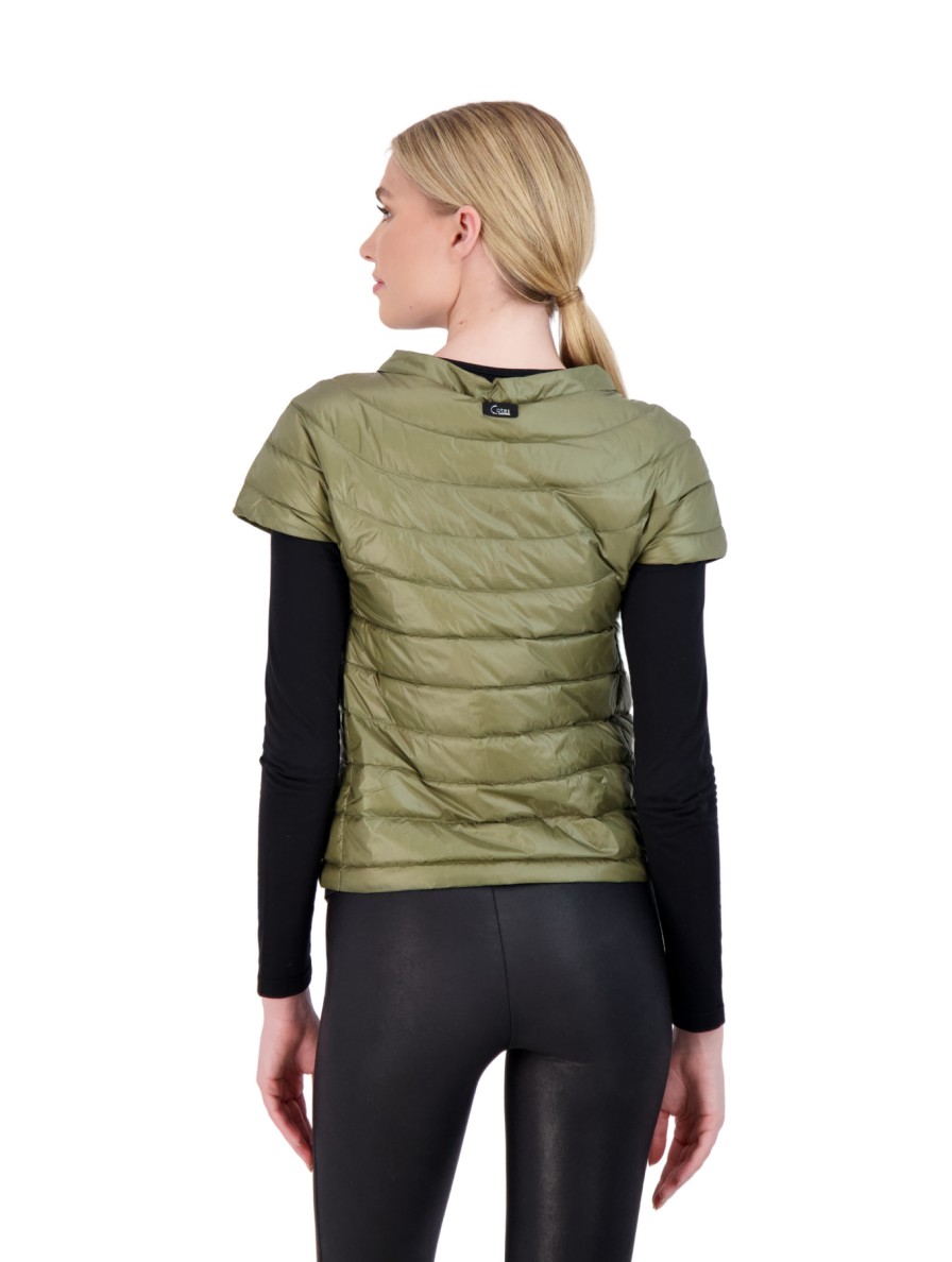 COTES OF LONDON St. Ives Short Sleeve Down Puffer Jacket In Olive Bottoms