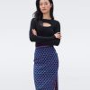 DIANE VON FURSTENBURG Hazel Knit Jacquard Skirt In 3D Brick Teal Matching Sets