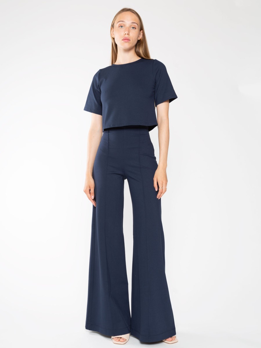 RIPLEY RADER Ripley Rader Ponte Knit Wide Leg Pant In Navy Matching Sets