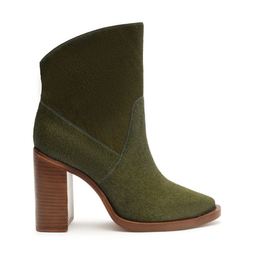 SCHUTZ Misty Calf Hair Bootie In Matcha Boots And Booties