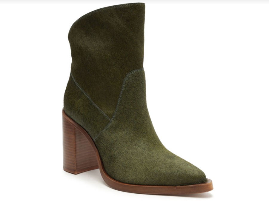 SCHUTZ Misty Calf Hair Bootie In Matcha Boots And Booties