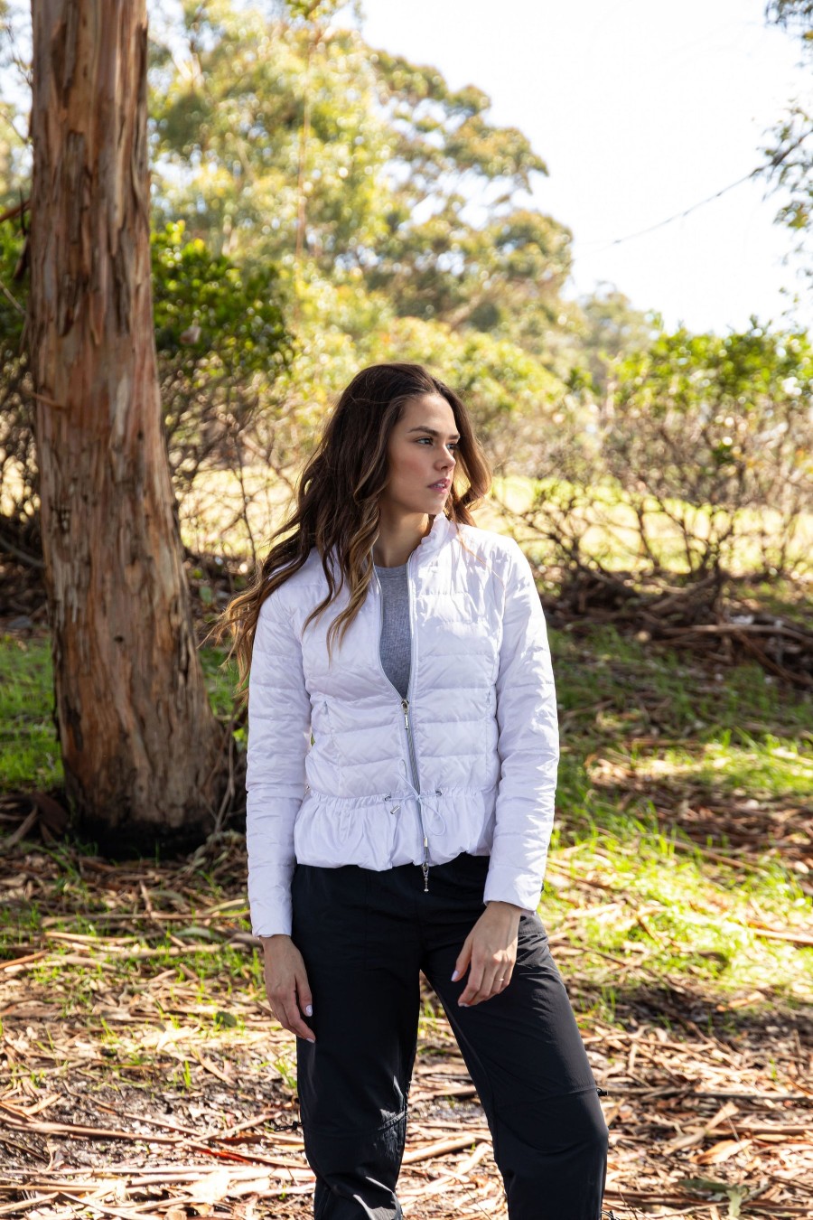 ANORAK Peplum Puffer Jacket In White Athelisure