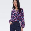 DIANE VON FURSTENBURG Freddie Top In Huge Autumn Berries Pink Matching Sets