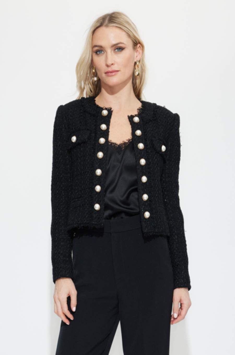 GENERATION LOVE Koby Tweed Jacket In Black Outerwear