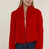 DOLCE CABO Faux Fur Shawl Collar Jacket In Red Outerwear