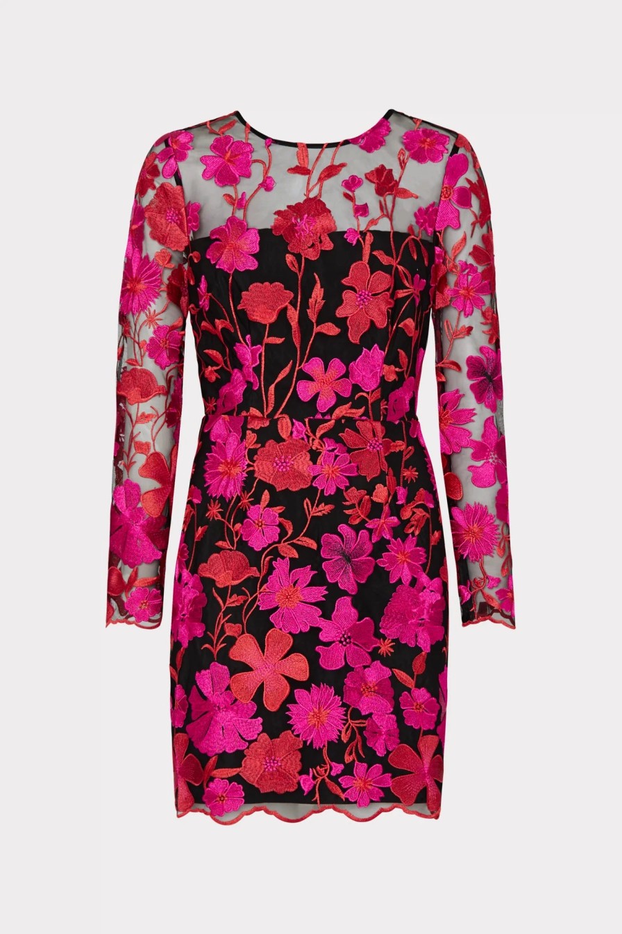 Milly Scottie Floral Embroidered Dress In Pink Multi Dress Shop