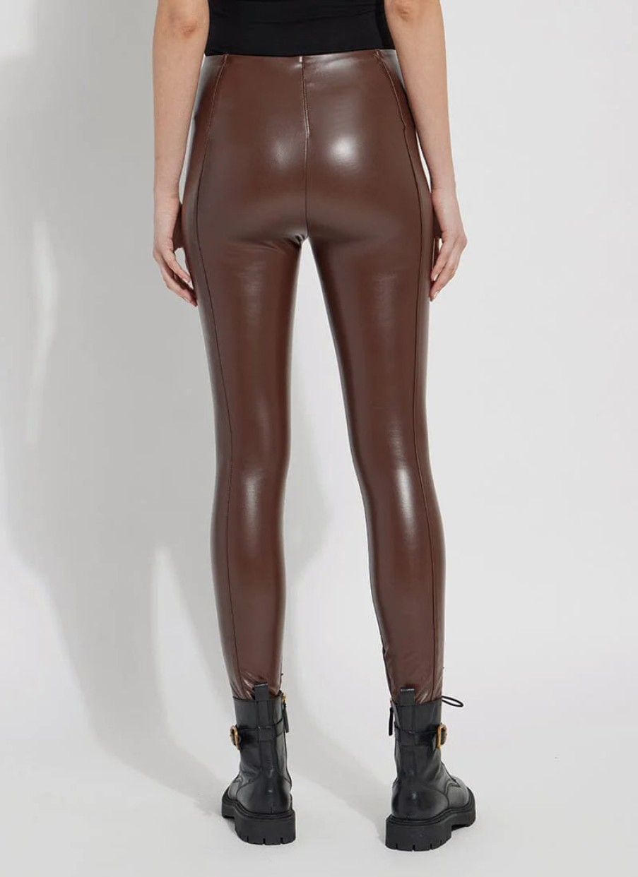 LYSSE Hi Waist Vegan Leather Legging In Cocoa Powder Athelisure