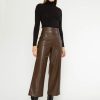 RIPLEY RADER Vegan Leather Straight Leg Pant In Chocolate Bottoms