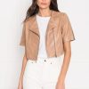 LAMARQUE Kirsi Cropped Biker Jacket In Camel Outerwear