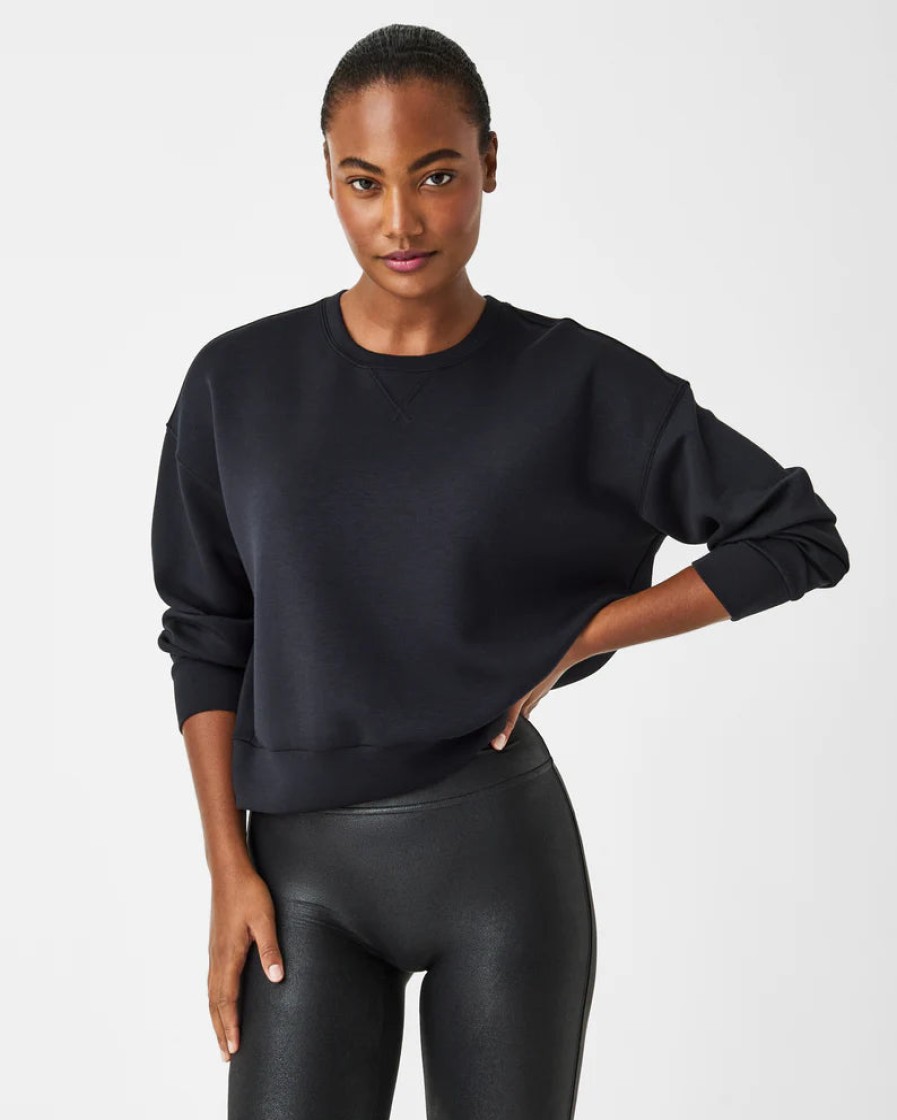 SPANX Airessentials Crew Pullover In Very Black Athelisure