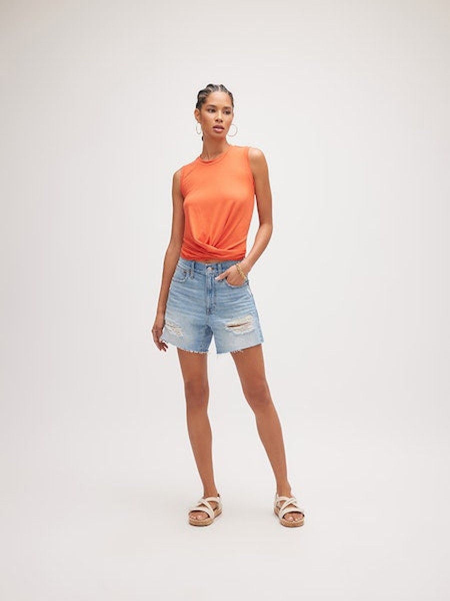 FIFTEEN TWENTY Drape Front Crop Top In Orange *Final Sale* Athelisure