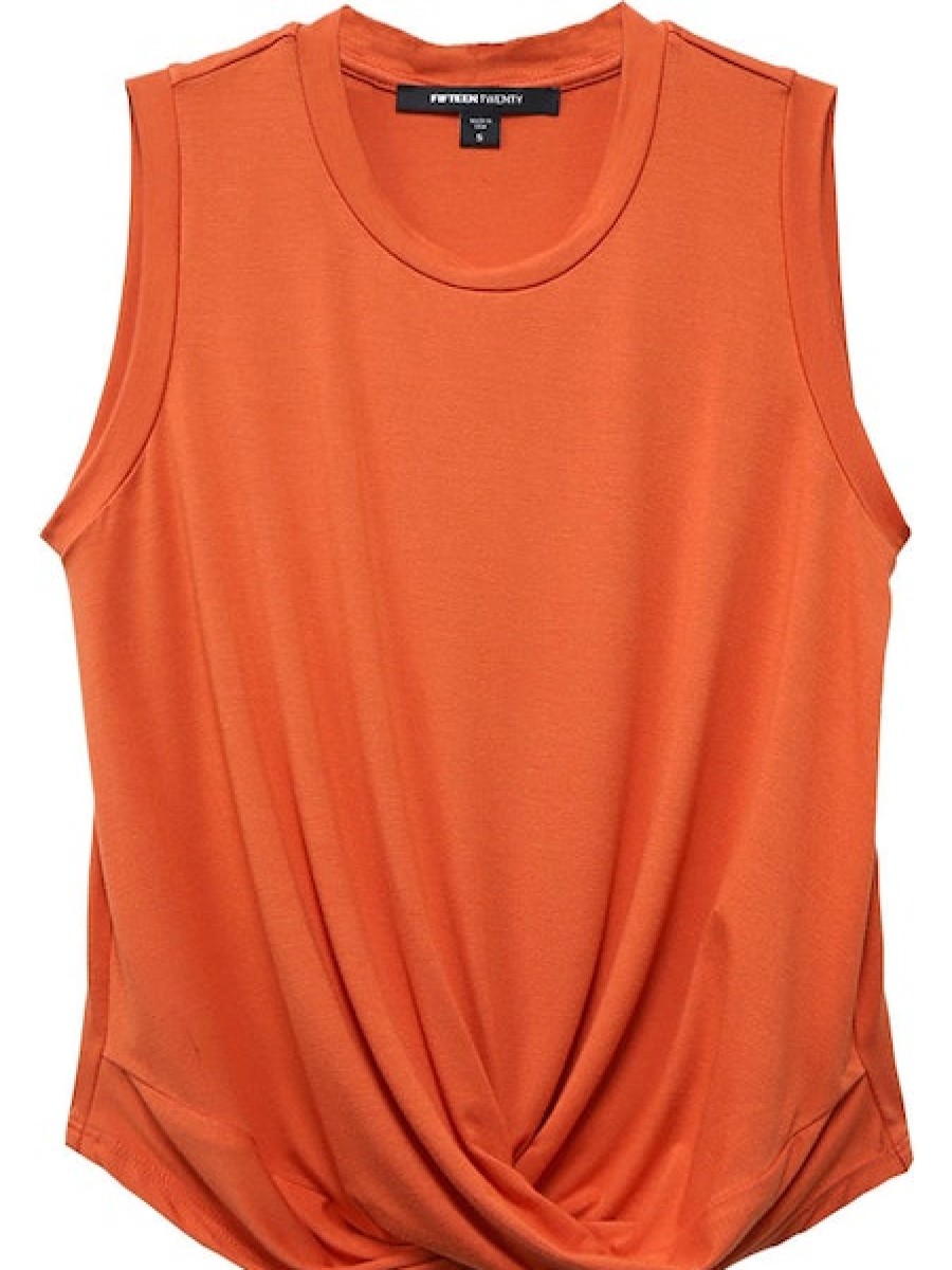 FIFTEEN TWENTY Drape Front Crop Top In Orange *Final Sale* Athelisure