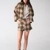 NEVER A WALLFLOWER Shawl Collar Cropped Jacket In Plaid Mohair Outerwear