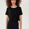 SPLITS59 Djuna Crop Ringer Tee In Black/White Athelisure