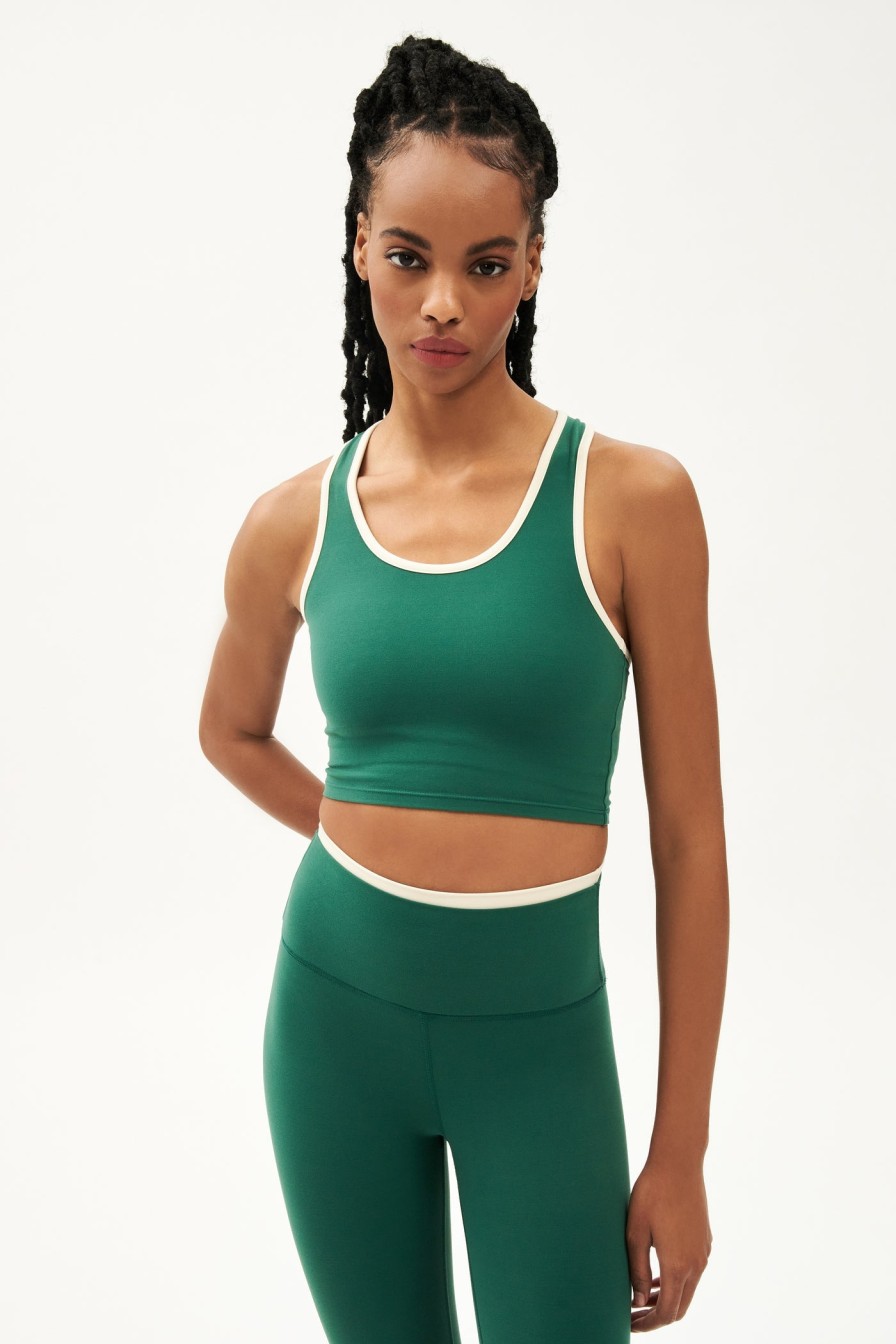 SPLITS59 Amber Airweight Bralette In Arugula/Creme Athelisure