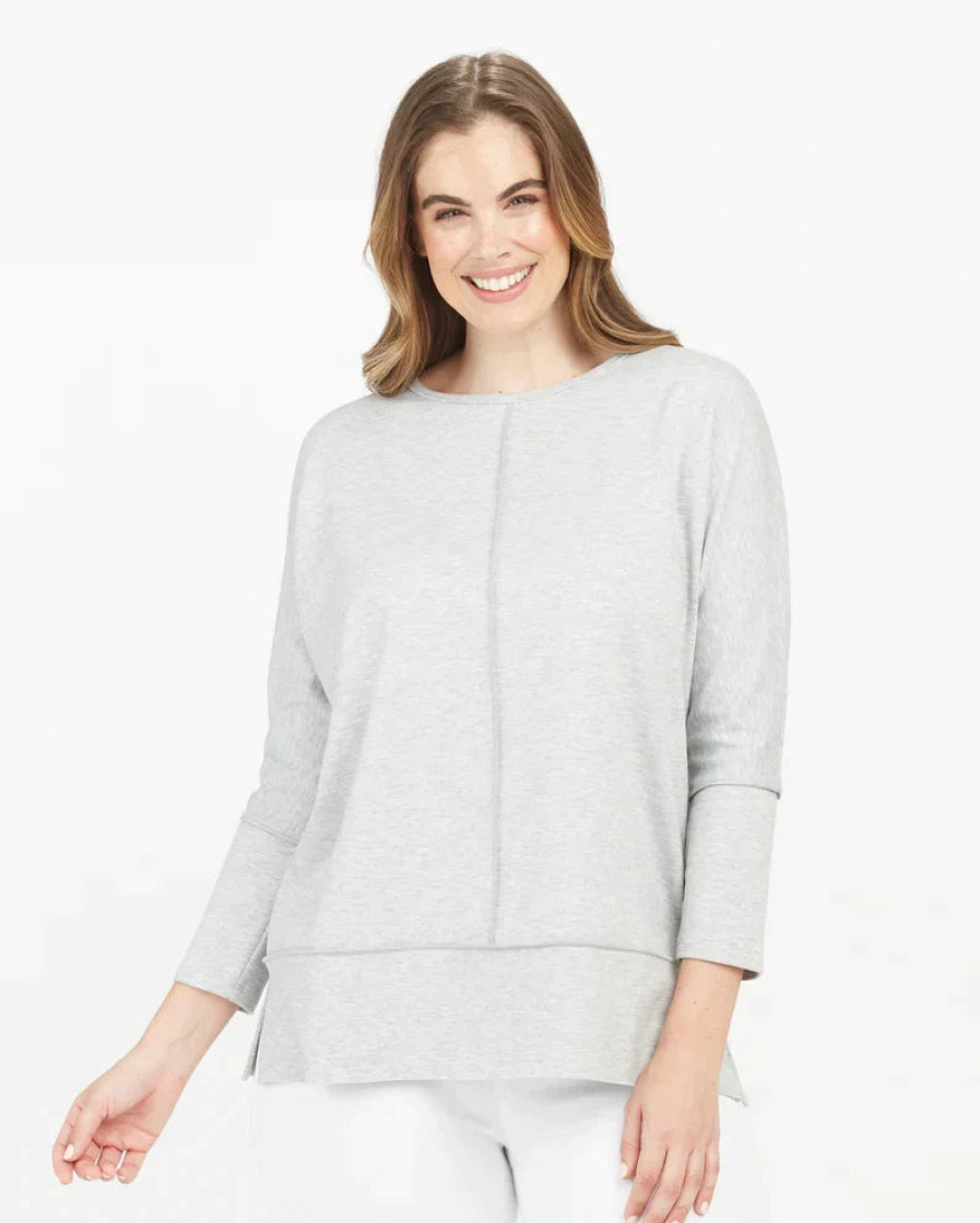 SPANX Perfect Length Dolman Sleeve Top In Soft Grey Heather Tops