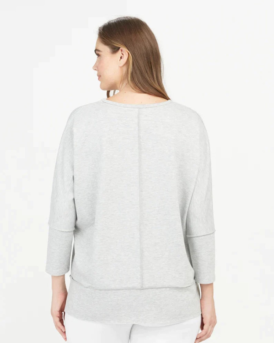 SPANX Perfect Length Dolman Sleeve Top In Soft Grey Heather Tops