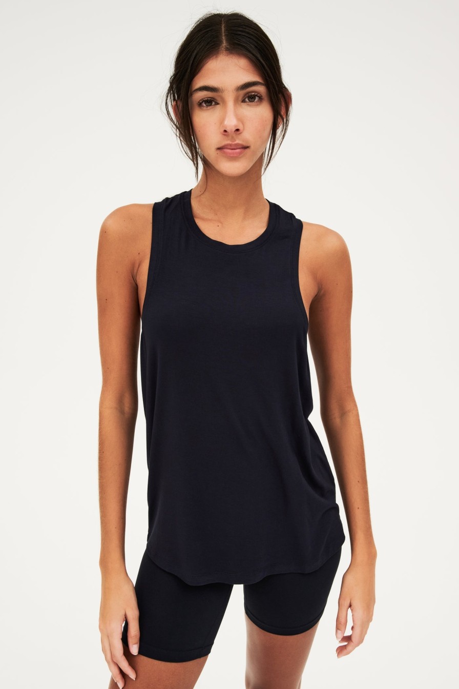 SPLITS59 Toni Jersey Tank In Indigo Athelisure