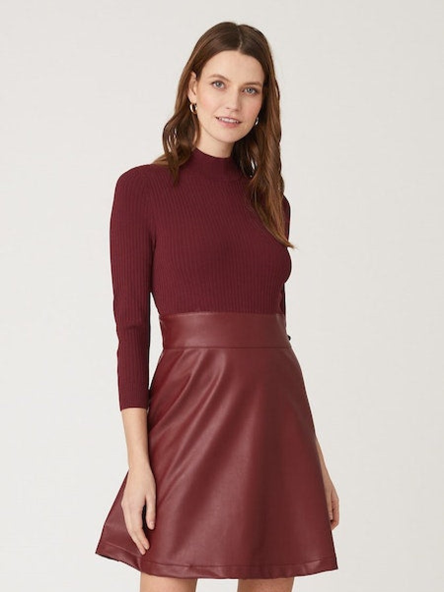 SHOSHANNA Alexa Dress In Bordeaux Dress Shop