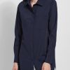 LYSSE Schiffer Button Down Top In Navy Athelisure