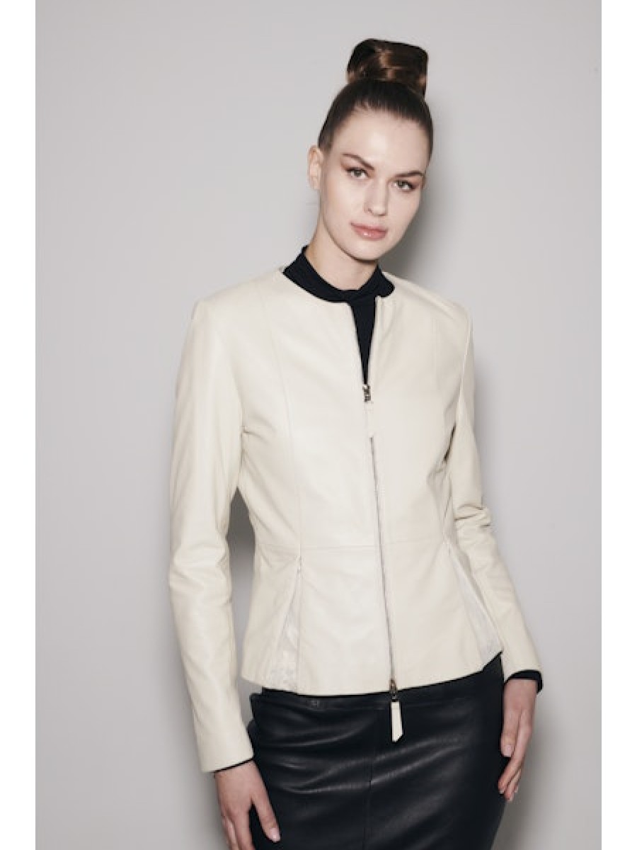 JAKETT Blair Peplum Jacket In Off White Outerwear