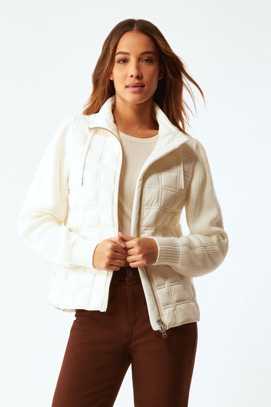 ECRU Puffer Jacket With Sleeves In Cream Athelisure