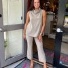 ESTELLE AND FINN Cropped Flare Pant In Khaki Matching Sets