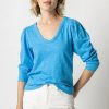 LILLA P 3/4 Sleeve Button U-Neck Tee In Dutch *Final Sale* Tops