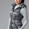 ANORAK Short Metallic Hooded Down Vest In Sterling Grey Athelisure