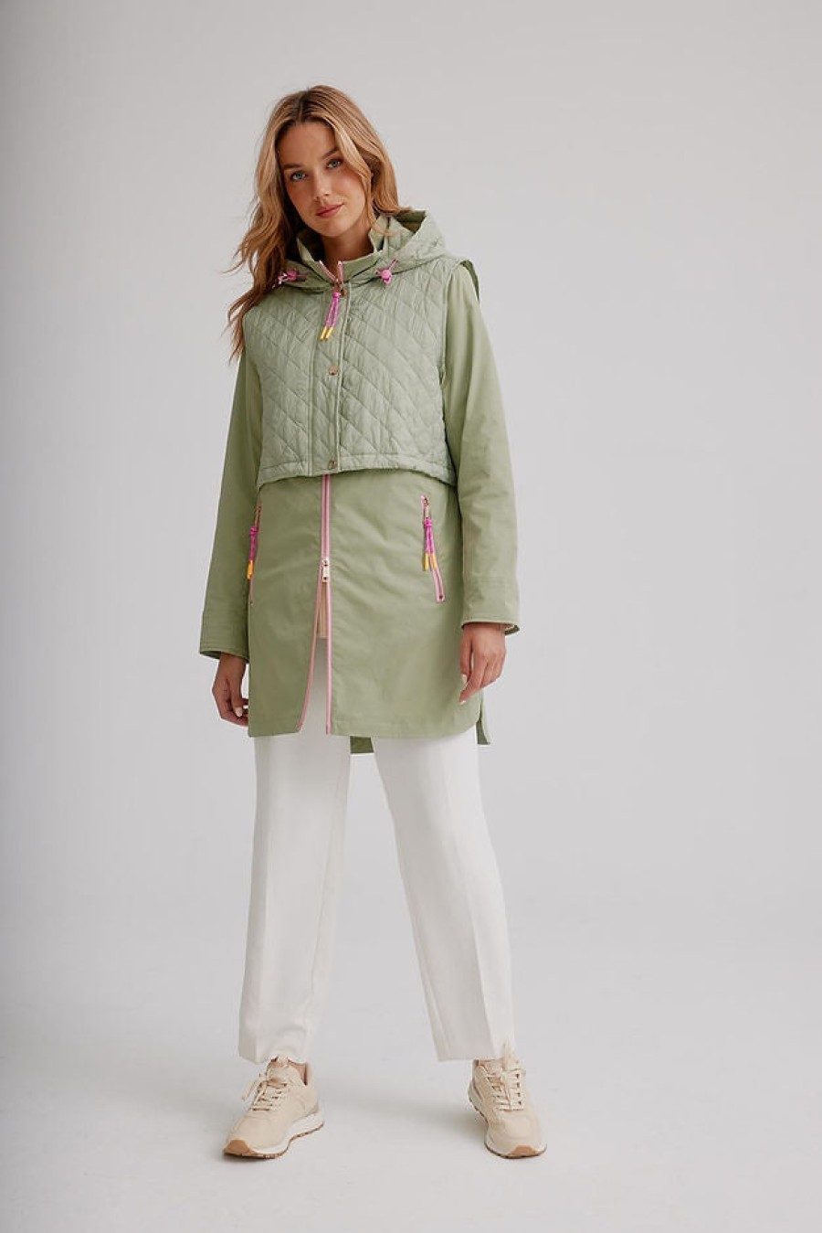 NIKKI JONES Two-For-One Rain Jacket In Fern Outerwear