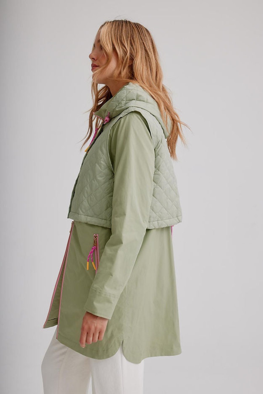 NIKKI JONES Two-For-One Rain Jacket In Fern Outerwear