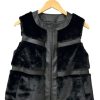 GLAMOURPUSS Vegan Leather Trim Fur Vest In Black Outerwear