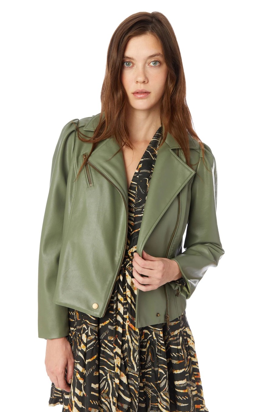 MARIE OLIVER Maeve Moto Jacket In Fern Outerwear