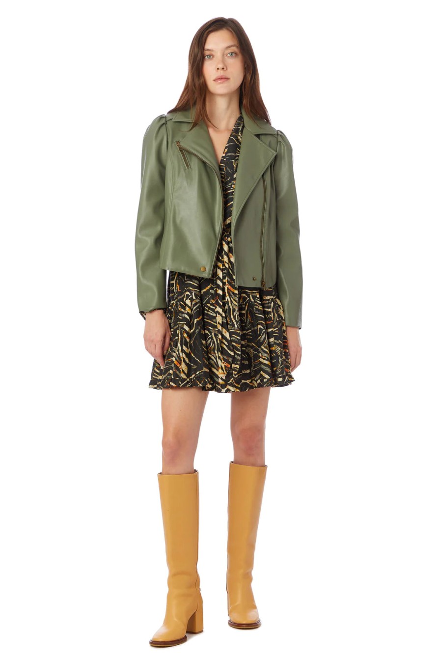 MARIE OLIVER Maeve Moto Jacket In Fern Outerwear