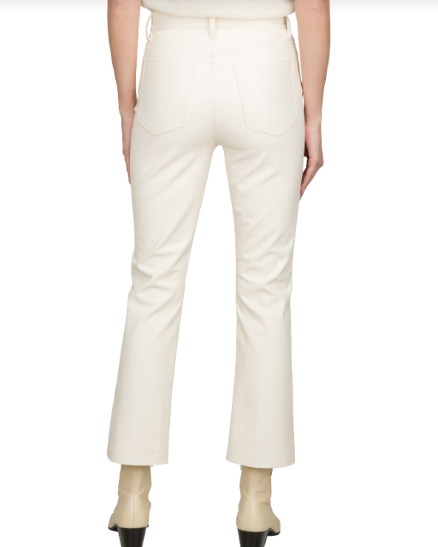 SEVEN JEANS High Waisted Vegan Leather Slim Kick Pant In Cream Bottoms